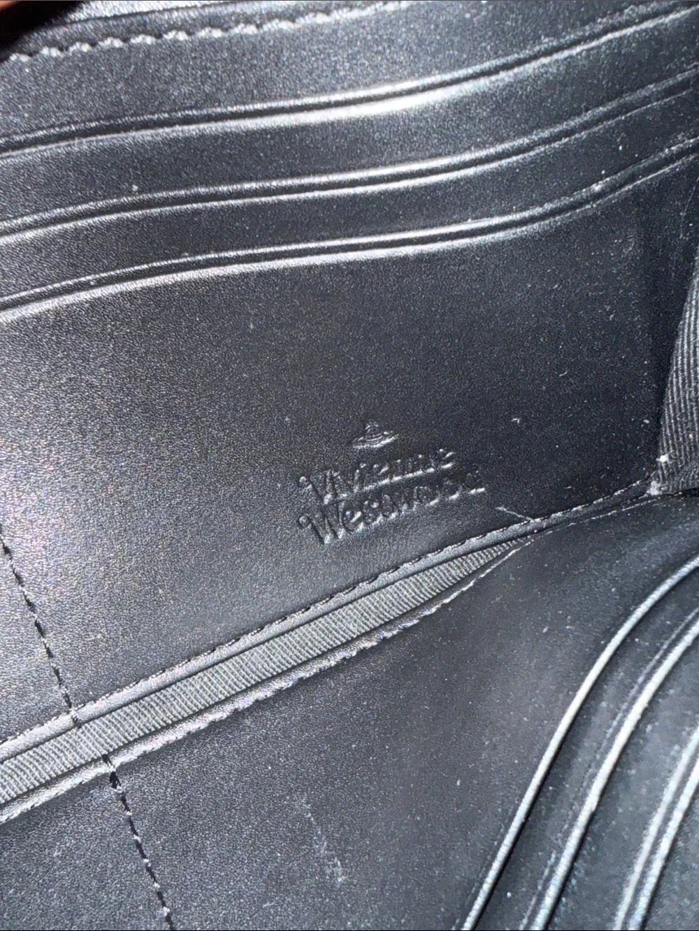 Vivienne Westwood Black Leather Continental Wallet with Gold Orb